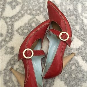 Tracy Reese red leather 3" pumps. Italian made.